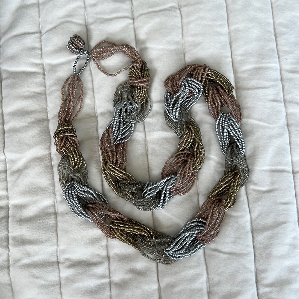 Necklace - Beaded (18in long) - Gold / Silver / Copper / Rose Gold-colored